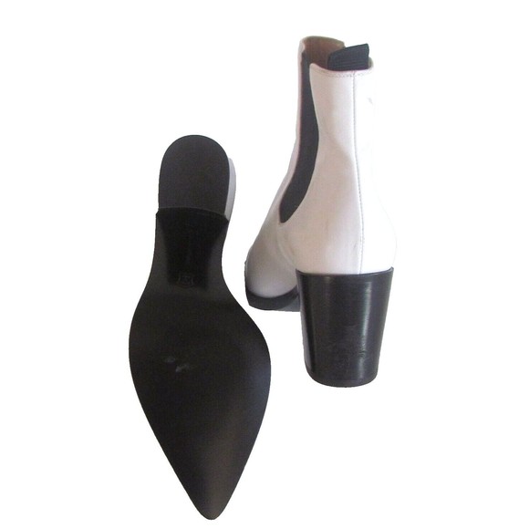 Designer Gianvito Rossi Western Chelsea White Leather Pointed Toe Boots 7.5 M - Picture 12 of 16